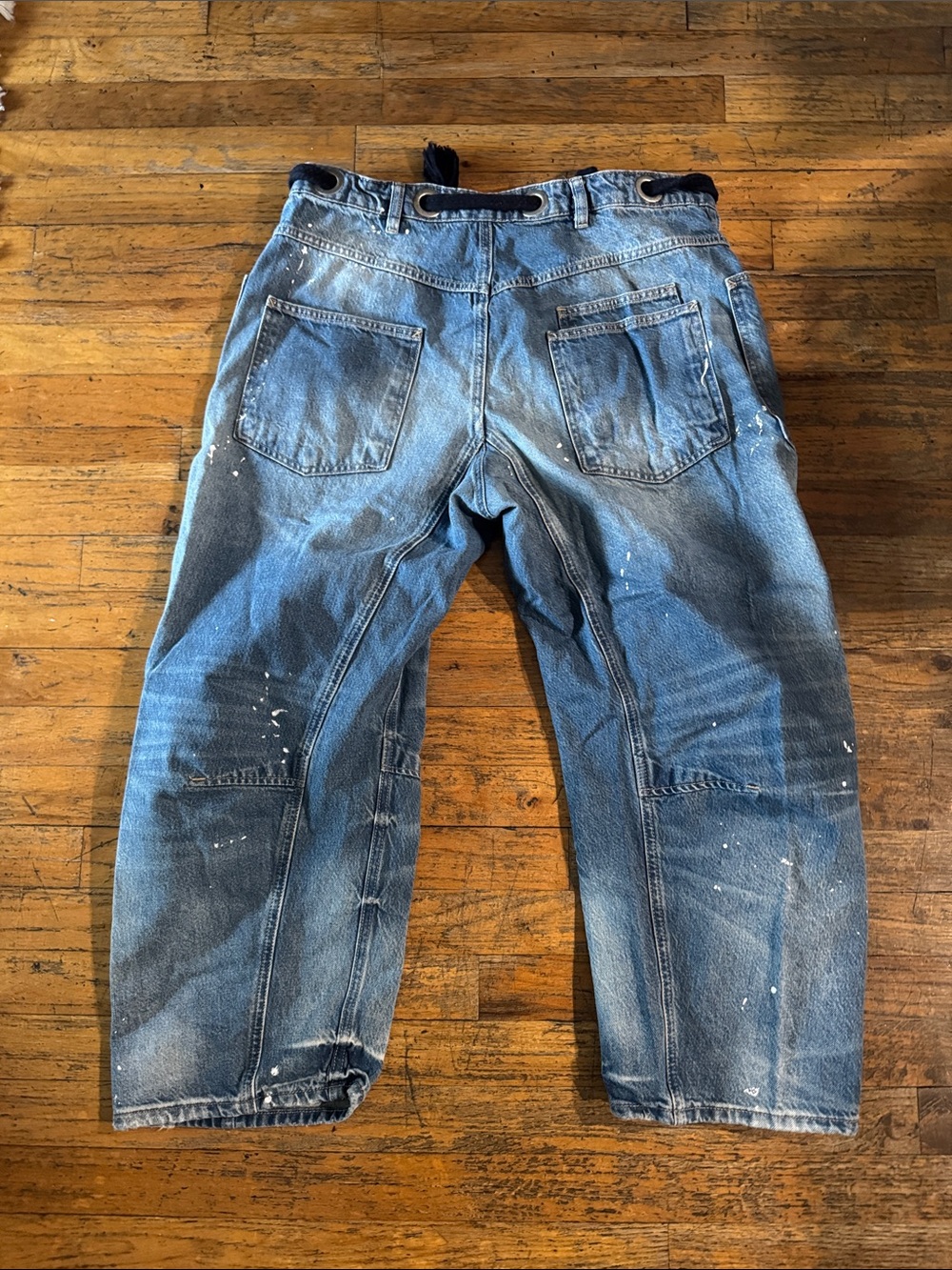 We The Free Moxie Low Slung Pull On Barrel Jeans in Timeless Blue - Picture 3 of 5